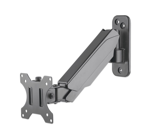 Manhattan TV & Monitor Mount, Wall, Spring Arm, 1 screen, Screen Sizes: 17-32", Black, VESA 75x75 to 100x100mm, Max 8kg, Height Adjustable Swivel Arm (2 pivots), Lifetime Warranty