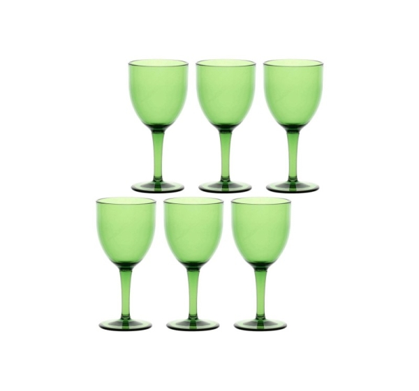 ROSE&TULIPANI FIABA Set of 6 Acrylic Wine Glasses 400 ml, Green