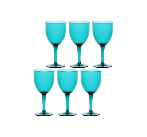 ROSE&TULIPANI FIABA Set of 6 Acrylic Wine Glasses 400 ml, Turquoise