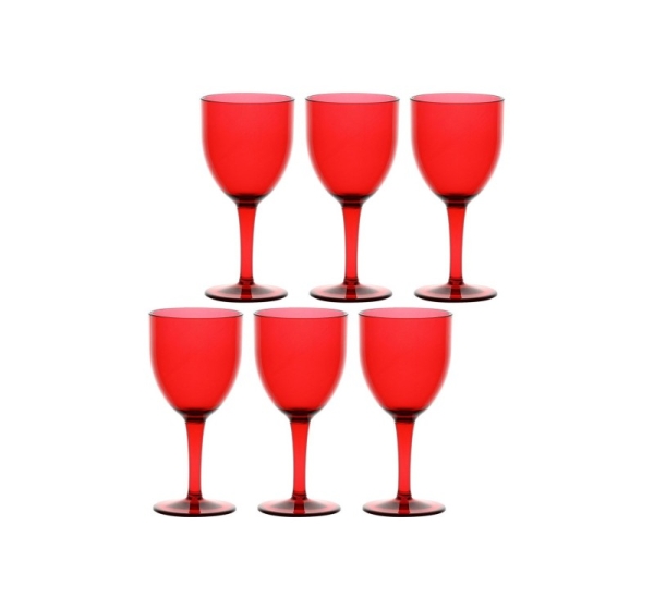 ROSE&TULIPANI FIABA Set of 6 Acrylic Wine Glasses 400 ml, Red