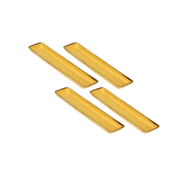 Set of 4 Concerto Ocra Rectangular Trays - Yellow, 32 x 8 cm