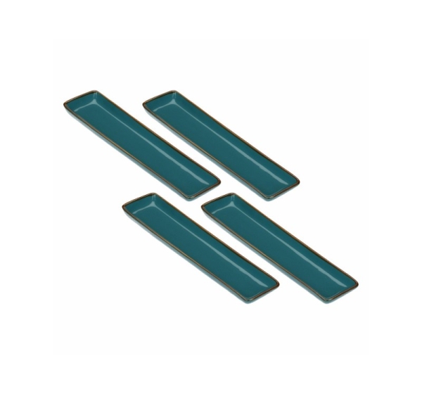 Set of 4 rectangular trays Concerto Ottanio - Blue-green, 32 x 8 cm