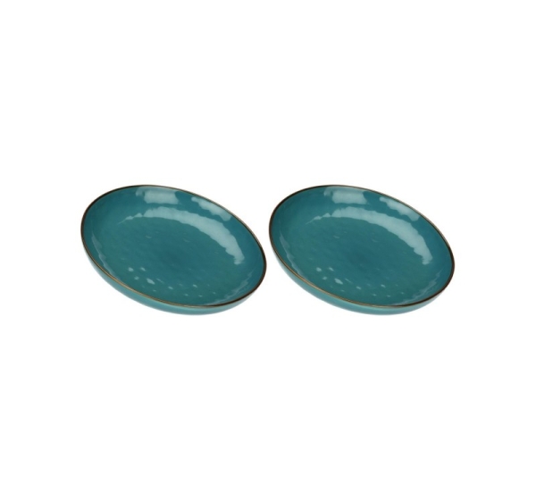 Set of 2 Concerto Ottanio Round Bowls - Blue-Green, 30 cm