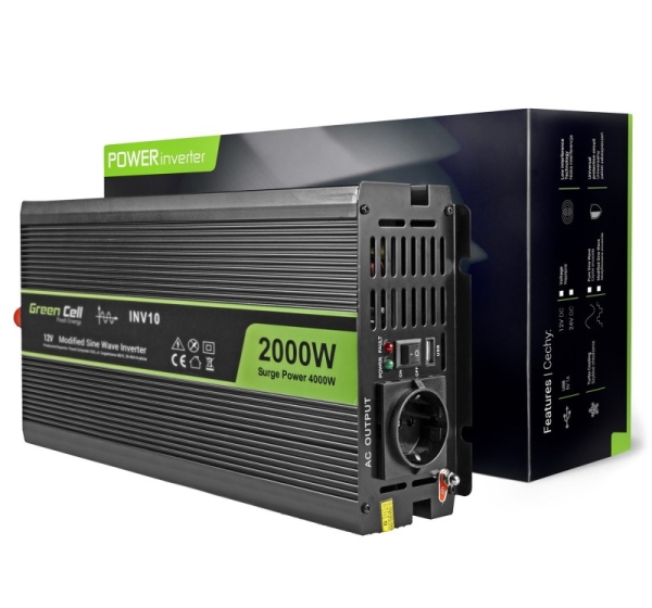 Green Cell INV10 power adapter/inverter Auto 2000 W Black