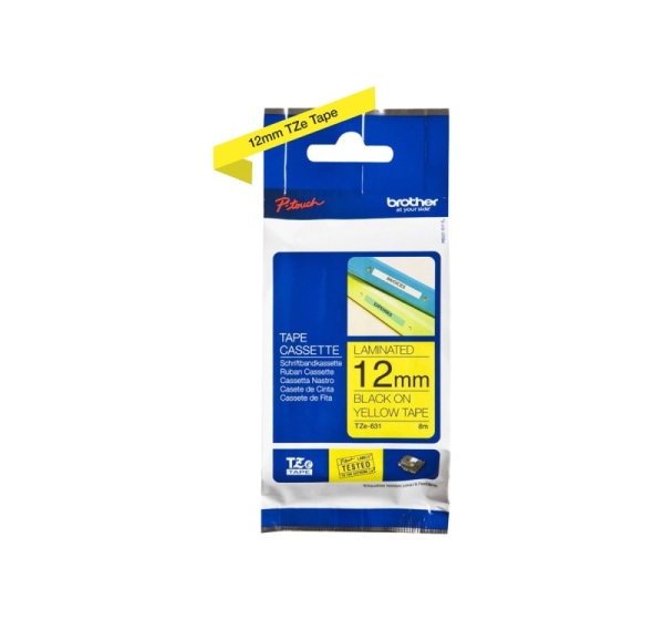 Brother TZe-631 Laminated Tape Black on Yellow TZe