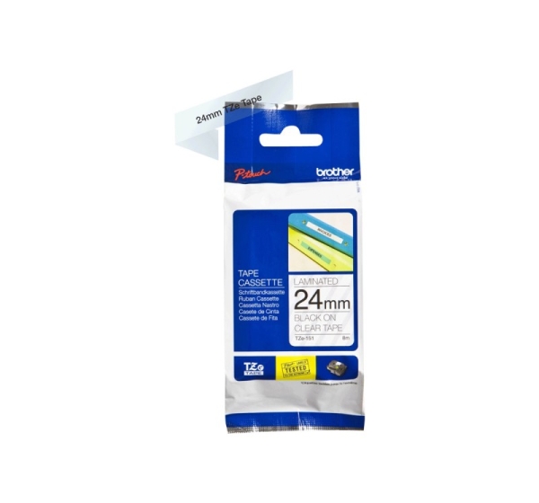 Brother TZE-151 Laminated Tape Black on Clear TZe