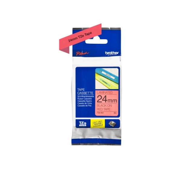 Brother TZe-451 Laminated Tape Black On Red TZe