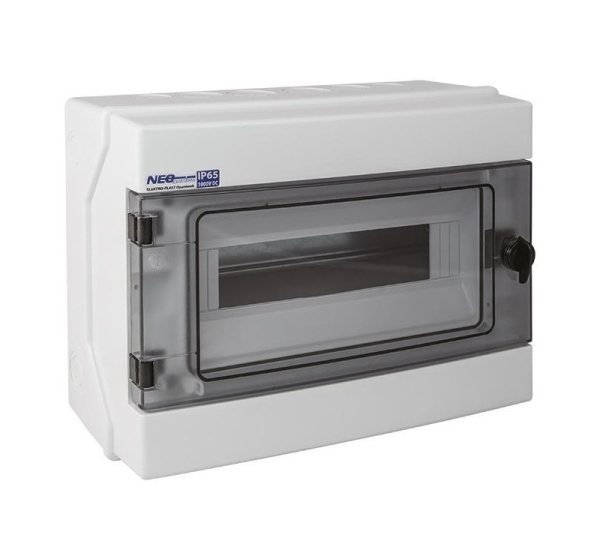 Modular hermetic switchgear (500V AC, 1000V DC) 1x12 surface-mounted (N+PE) IP65 RH-12