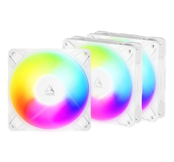 ARCTIC Freezer P12 Pro Reverse A-RGB (White) - 3 Pack - 120 mm A-RGB PWM Fan with Cable Splitter