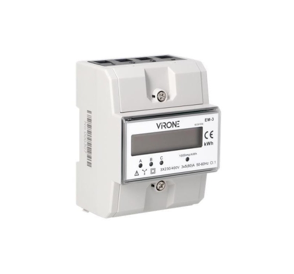 Orno 3-phase electricity consumption indicator, 80A, 3 modules, DIN TH-35mm