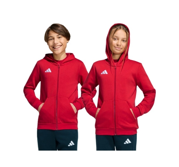 Bluza dla dzieci adidas Entrada 26 Full Zip Hoodie czerwona KH1781 140cm