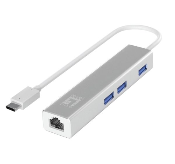 LevelOne Gigabit USB-C Network Adapter with USB Hub