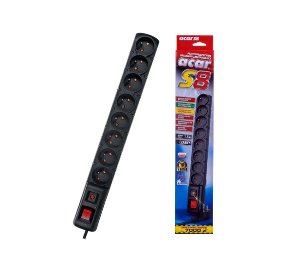 ACAR S8 power extension 1.5 m 8 AC outlet(s) Indoor Black