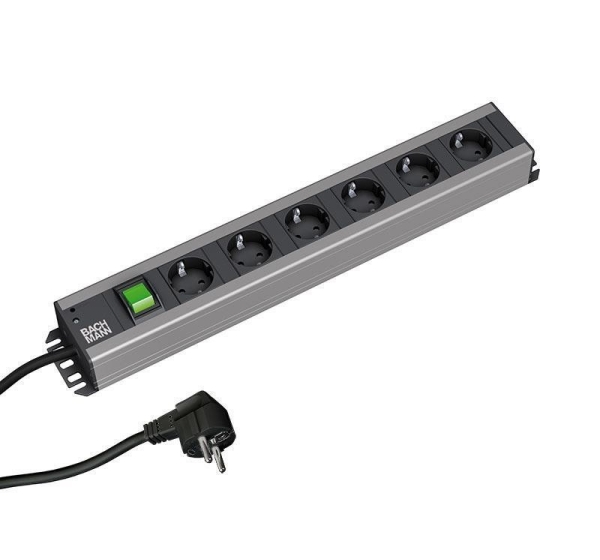 Bachmann 300.003 power extension 2 m 6 AC outlet(s) Indoor Black