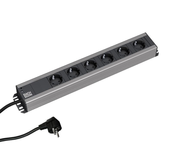 Bachmann 300.000 power extension 2 m 6 AC outlet(s) Indoor Black, Grey