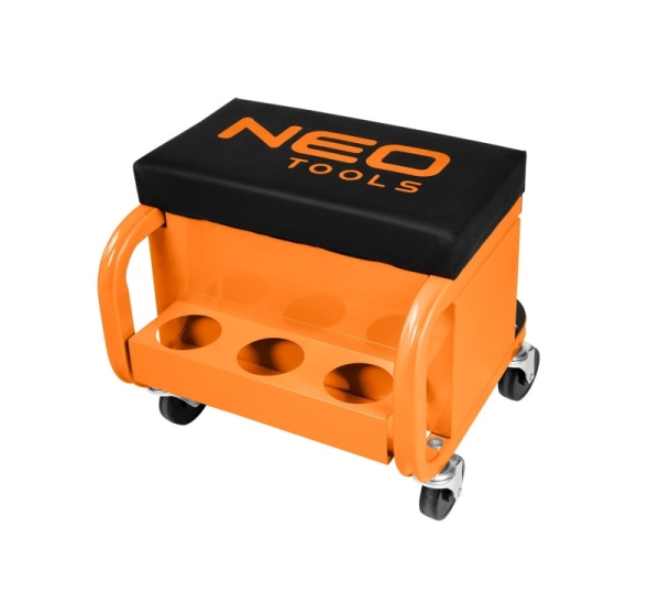 Workshop stool on wheels with tool drawers