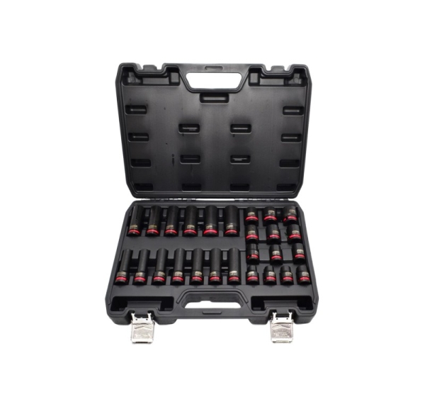 AWTOOLS ZESTAW NASADEK UDAROWYCH 1/2" 26cz./10-24mm/ KRÓTKIE I DŁUGIE BLACK LINE
