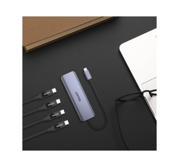 UNITEK uHUB Q4 USB 3.2 Gen 1 (3.1 Gen 1) Type-C 5000 Mbit/s Grey
