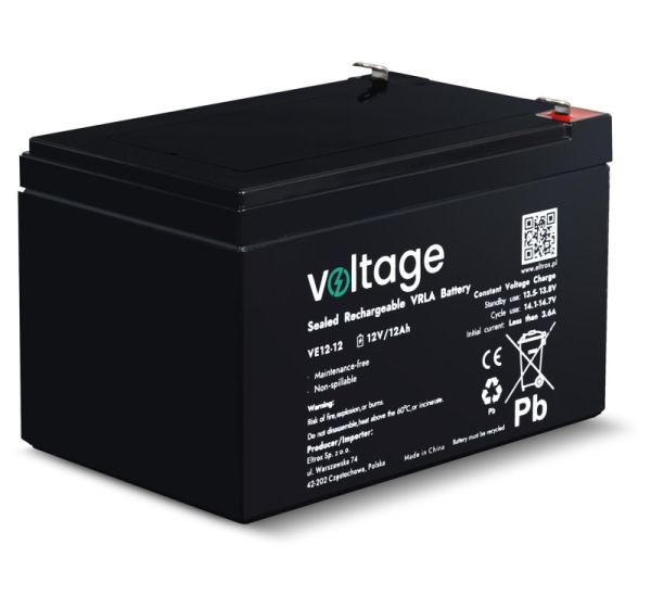 AGM Battery Voltage 12V 12Ah VE12-12 (Lifespan 6-9 Years)