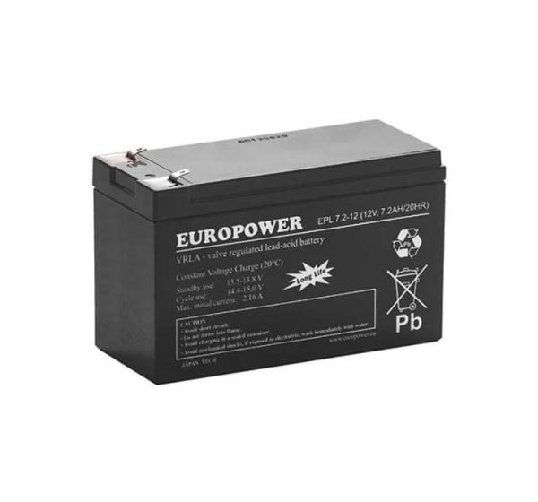 AGM battery EUROPOWER EPL series 12V 7.2Ah T1
