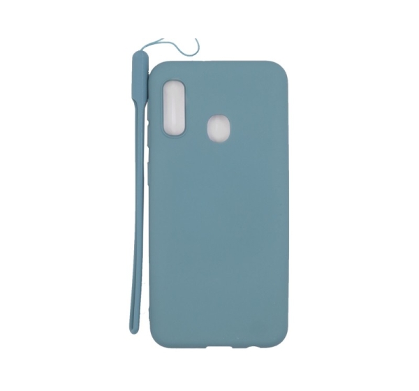 Evelatus Samsung A20e Soft Touch Silicone Case with Strap Blue