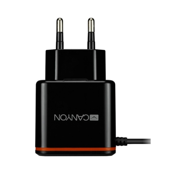 Canyon Wall Charger With USB TYPE C CABLE , 2.1A Black