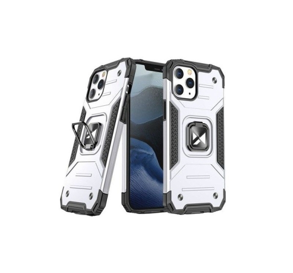 Wozinsky Apple iPhone 13 Ring Armor Case Kickstand Tough Rugged Cover Silver