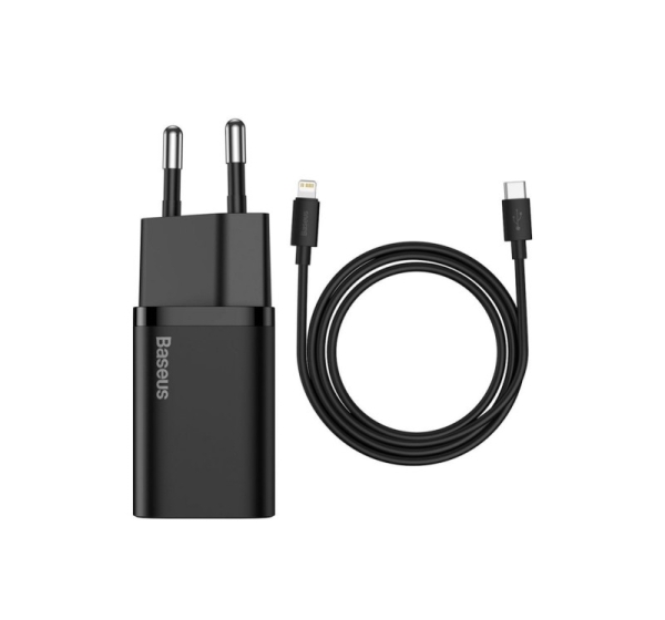 Baseus Baseus Super Si 1C fast charger USB Type C 20W Power Delivery + USB Type C - Lightning cable 1m black (TZCCSUP-B01)