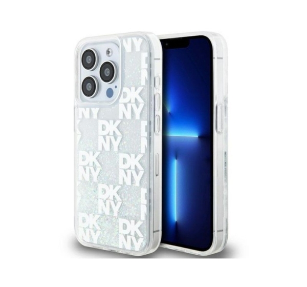 DKNY Apple iPhone 15 Pro Max 6.7 hardcase Liquid Glitter Multilogo White