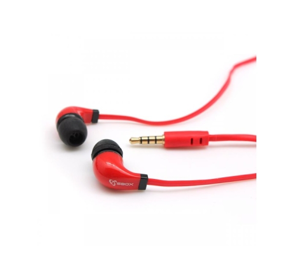Sbox Stereo Earphones With Microphone EP-038 Red