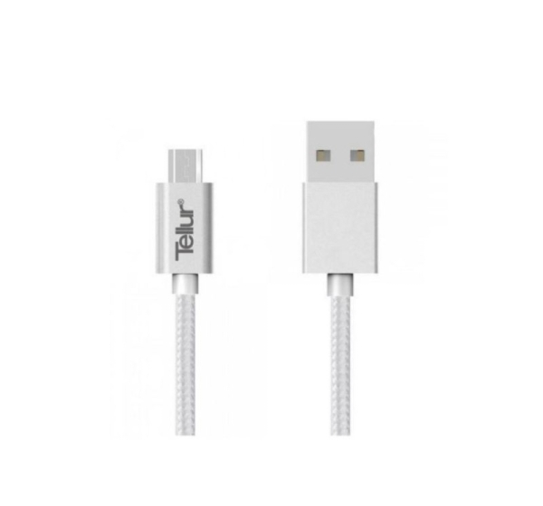 Tellur Data cable, USB to Micro USB, Nylon Braided, 1m silver