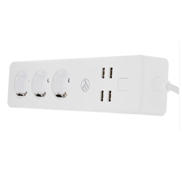 Tellur WiFi Power Strip, 3 Outlets, 4*USB 4A, 2200W, 10A, 1.8m