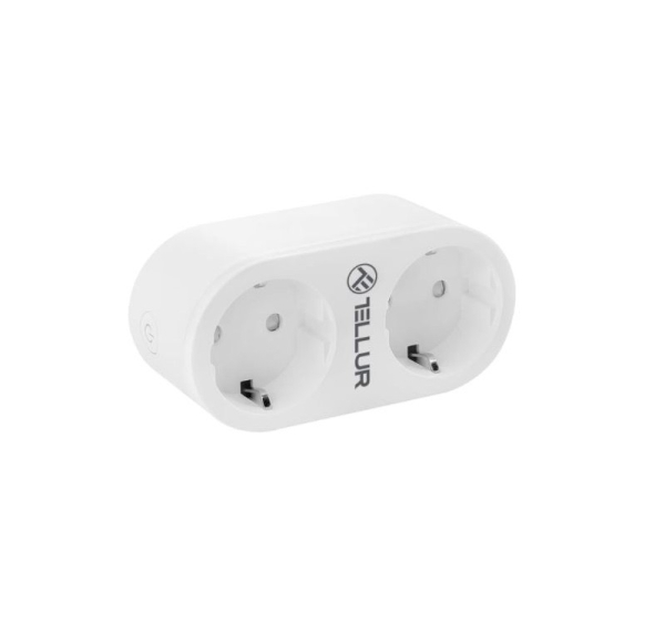 Tellur WiFi AC Dual Plug, Energy reading, 16A, 2400W