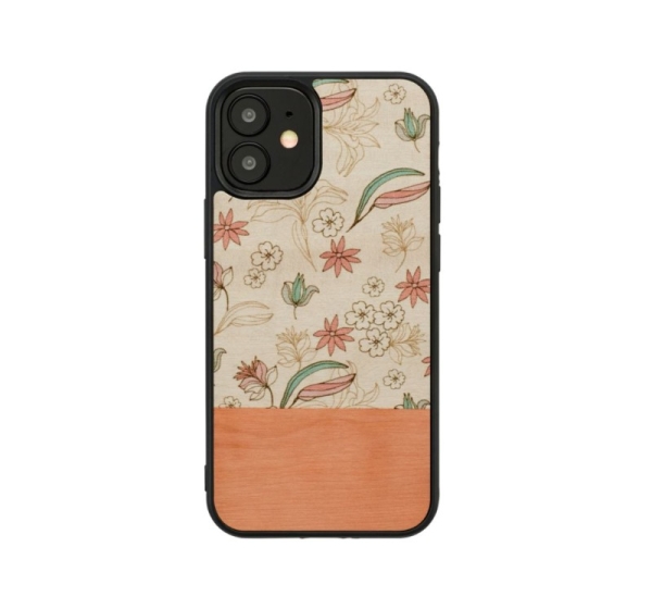 MAN&WOOD case for iPhone 12 mini pink flower black
