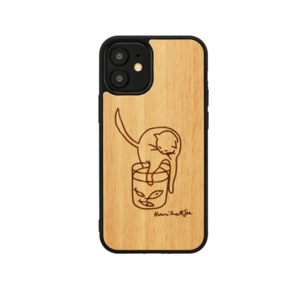 MAN&WOOD case for iPhone 12 mini cat with red fish