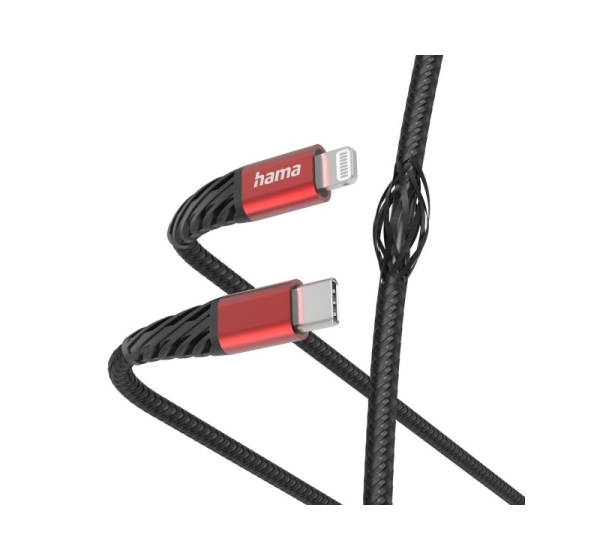 Hama 00201541 Extreme Charging Cable USB-C - Lightning 1.5m Nylon black/red