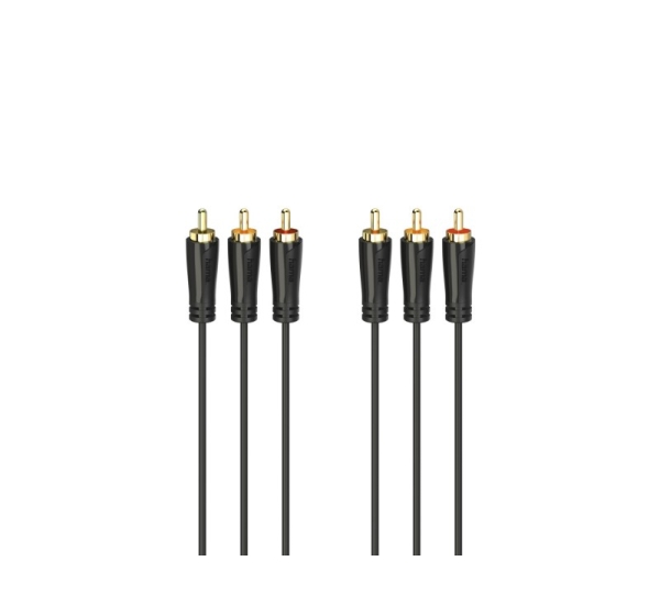 Hama 00205151 Audio/Video Cable, 3 RCA plugs - 3 RCA plugs, gold-plated 3m