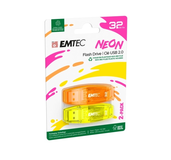 Emtec USB2.0 C410 32GB Neon 2 pcs