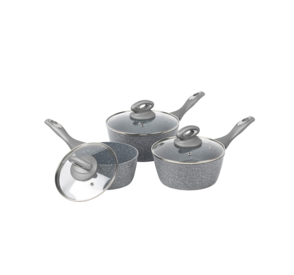 Salter BW02986G1EU7 Marblestone 3-Piece Saucepan Set - 16/18/20cm