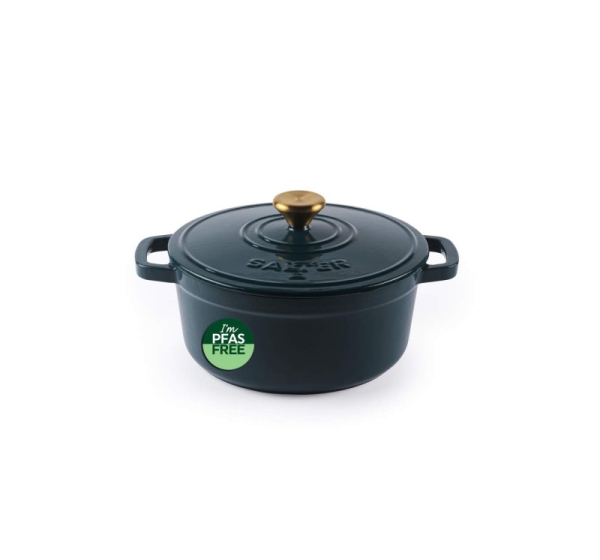 Salter BW13771GR Chester 3.4L Cast Iron Casserole Pot 24 cm, Green