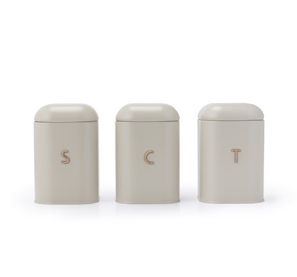 Salter BW13729OEU7 Pebble 3 Piece Canister Set Stone, Beige