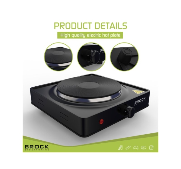 Brock EP 100 BK Single Ring Electric Hob 1500W, Black