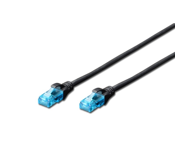 Patch Cord | DK-1512-005/BL | 2x RJ45 (8P8C) connectors. Structure: 4 x 2 AWG 26/7, twisted pair. Boots with kink protection, strain relief and latch protection.