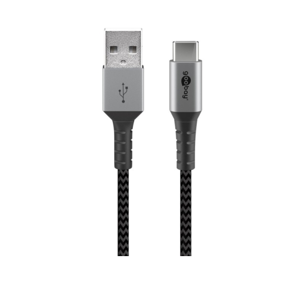 Goobay | USB-C to USB-A Textile Cable with Metal Plugs | 49296 | USB-C to USB-A