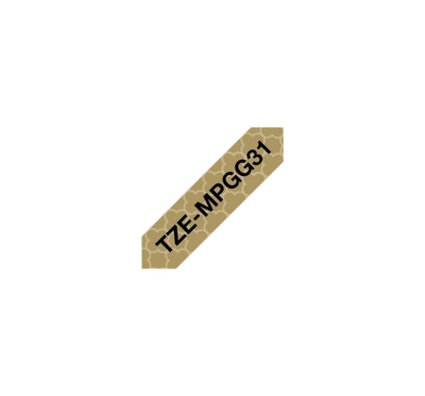 Brother | TZe-MPGG31 | Black On Gold Pattern | TZe