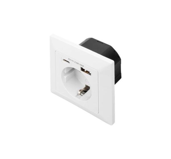 Digitus | Safety Plug for Flush Mounting with 1 x USB Type-C, 1 x USB A