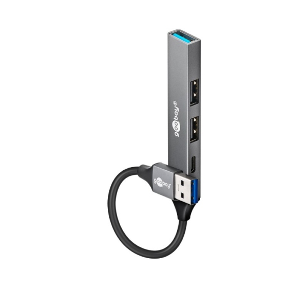 Goobay Slim 4-Port USB Hub, USB-A to USB-C/USB-A, 5 Gbit/s | 74458