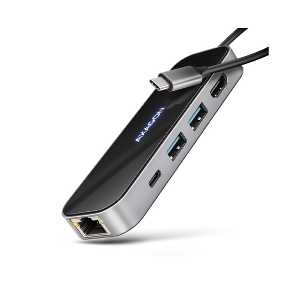 AXAGON USB-C 5Gbps GLASS 6in1 Hub | HMC-6GLN
