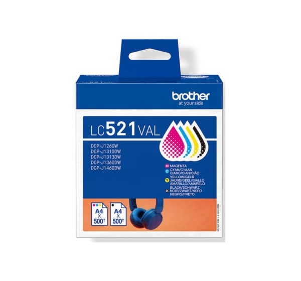 Brother LC521VAL | Ink Cartridge | Black, Cyan, Magenta,Yellow