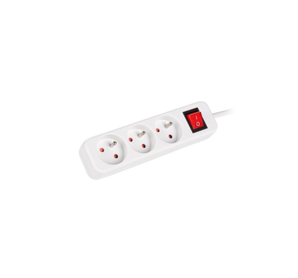 Lanberg Cable Power Strip 3M 3X French Outlets with Switch, Quality-Grade Copper | PS1-03E-0300-W
